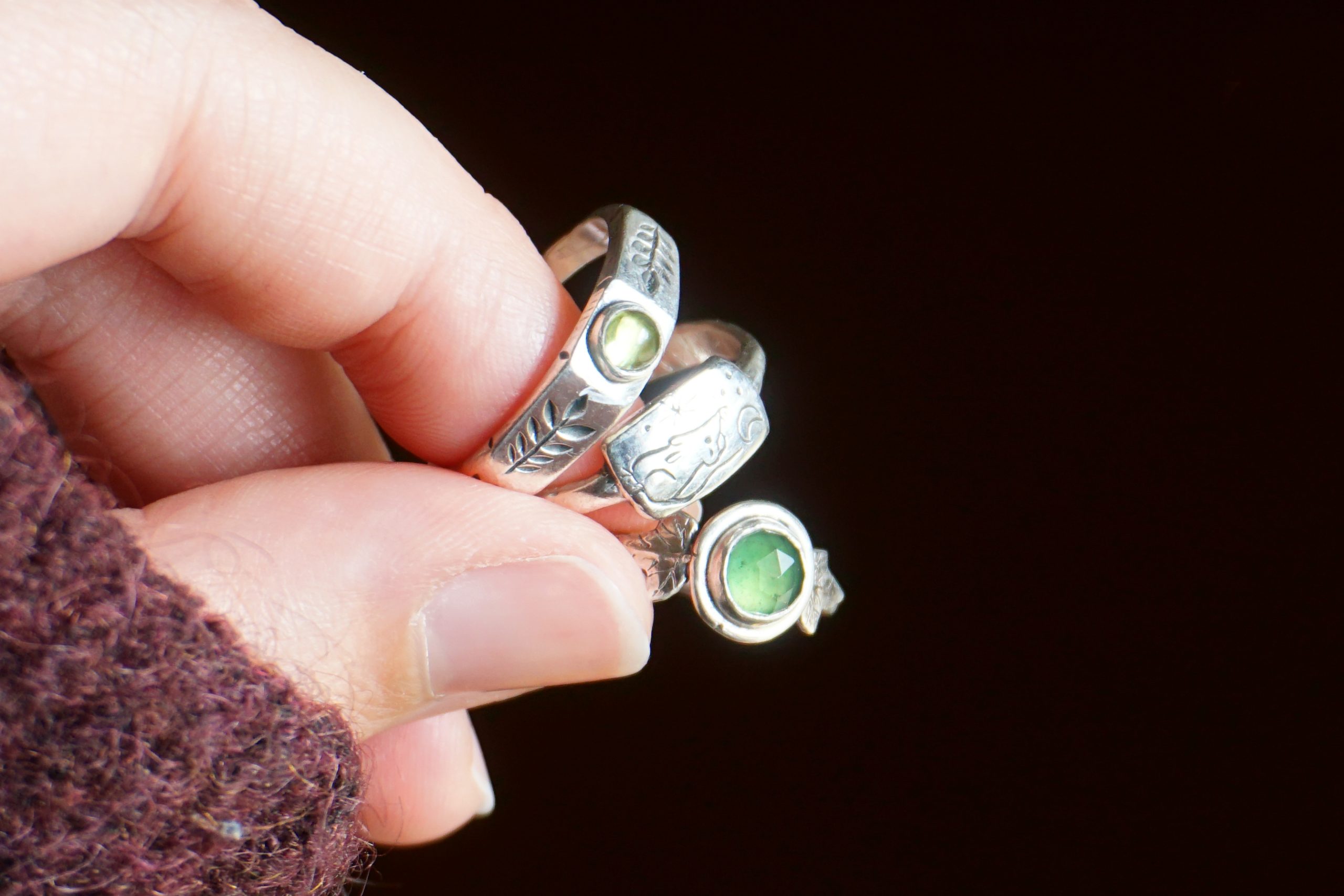 Anello "Semper Viridis" con serpentino e impressione d'edera - (su ordinazione) - immagine 20