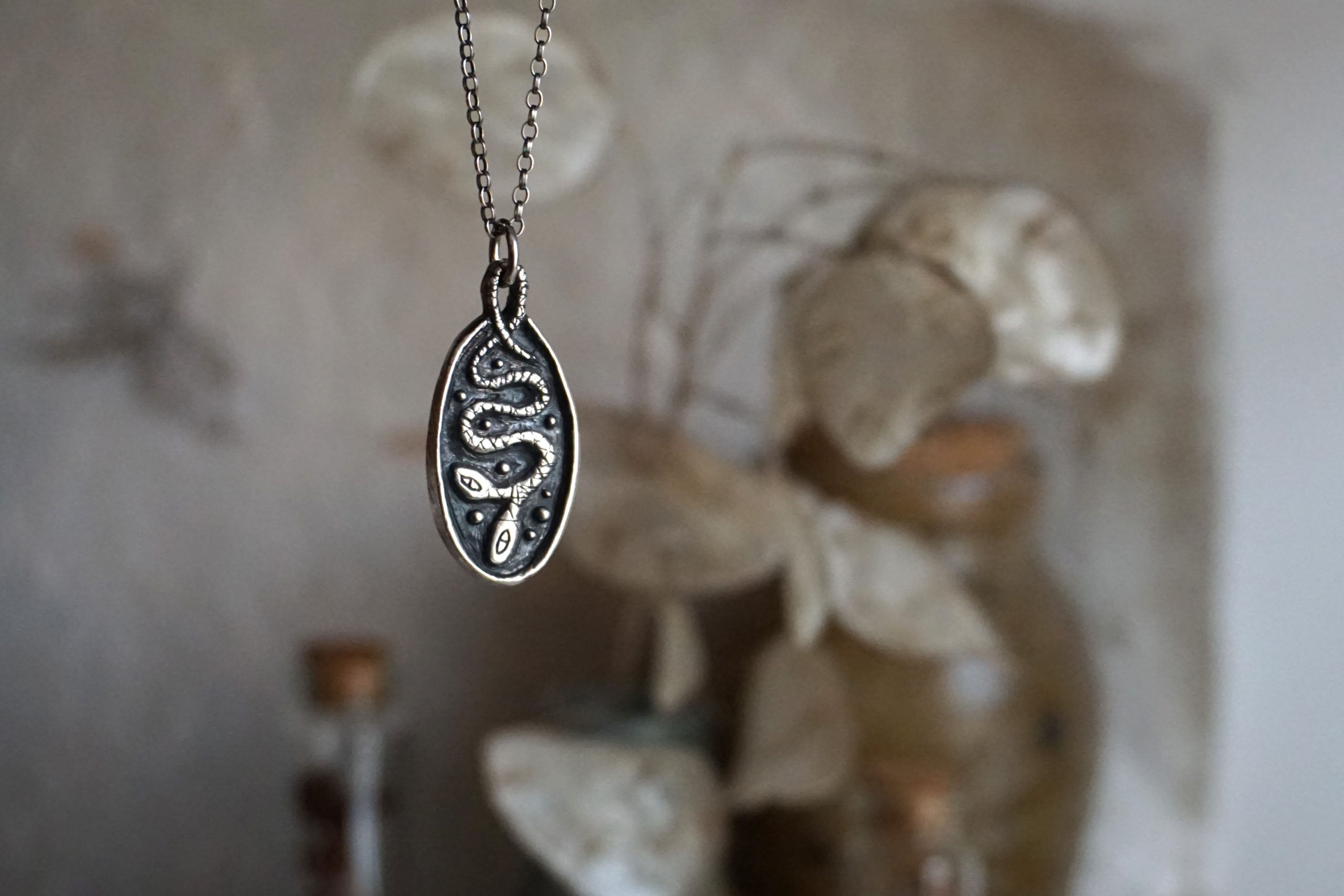 Rustic medal with two-headed snake - pendant (made to order) - Image 4