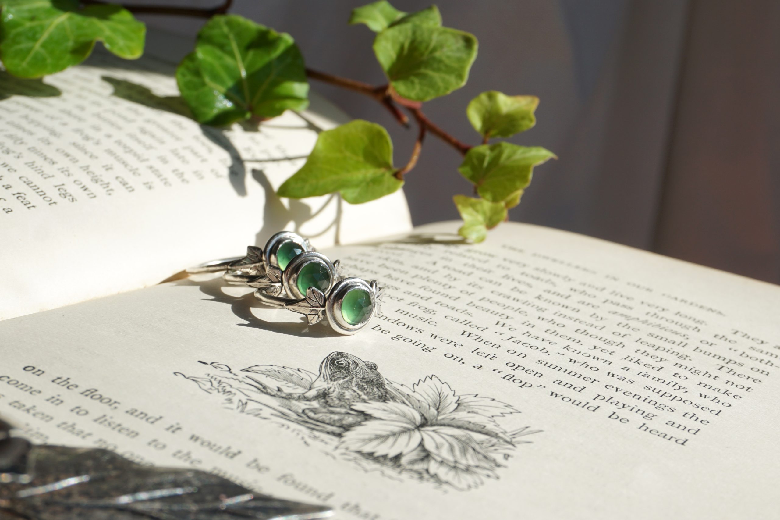 Anello "Semper Viridis" con serpentino e impressione d'edera - (su ordinazione) - immagine 10