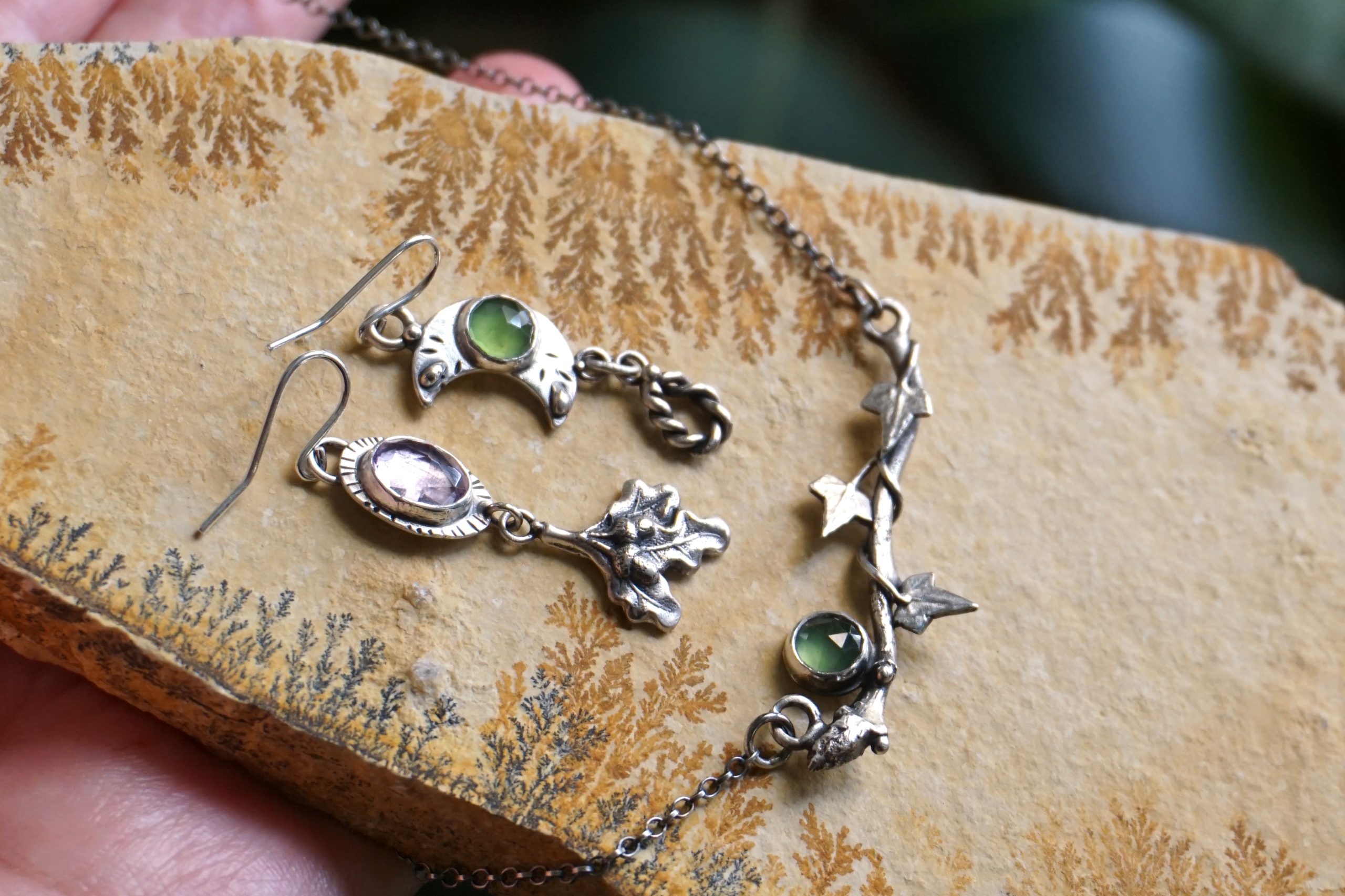 Ivy and oak, perseverance and strength, with serpentine - necklace (one of a kind) - Image 7