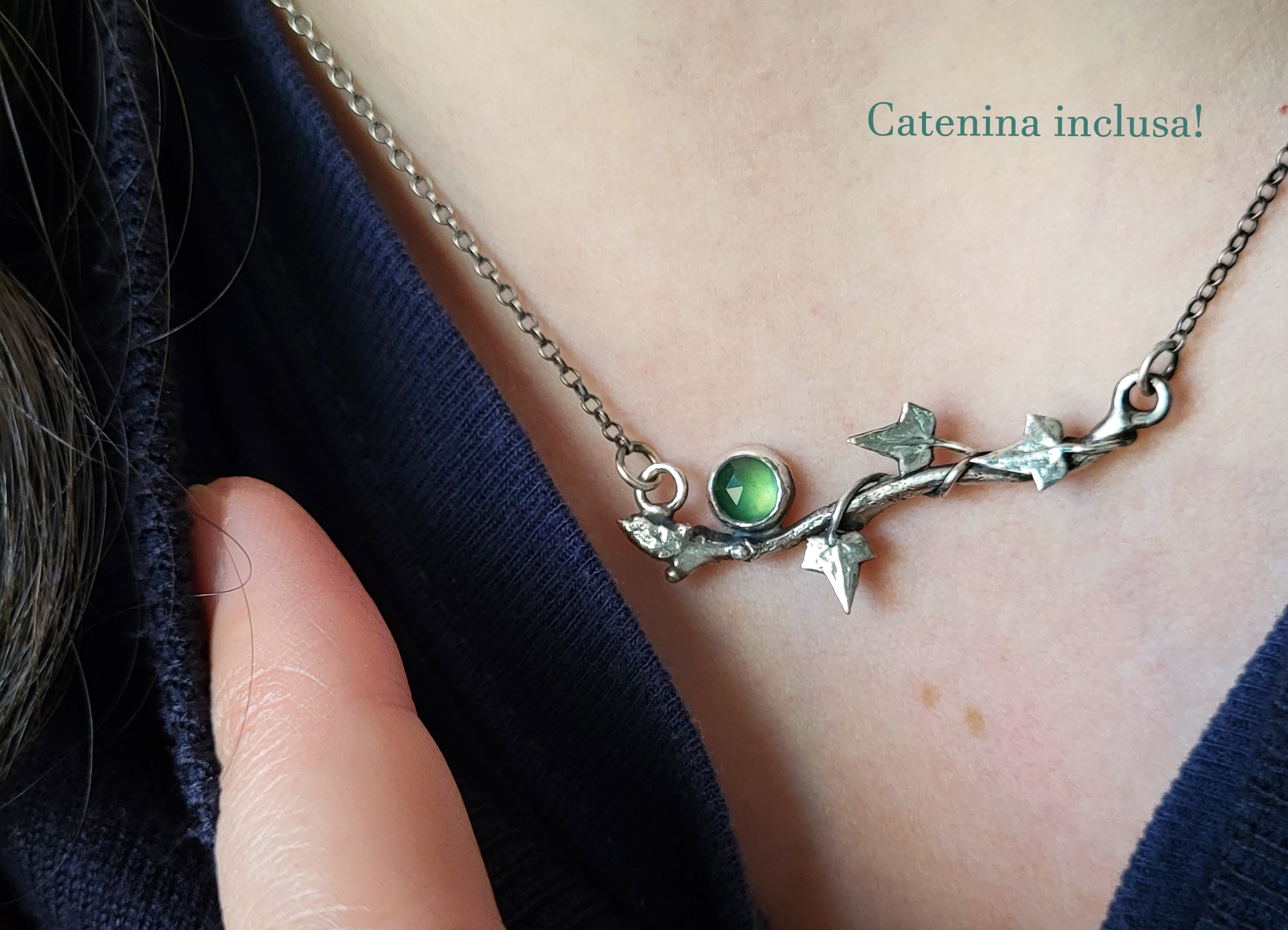 Ivy and oak, perseverance and strength, with serpentine - necklace (one of a kind) - Image 2
