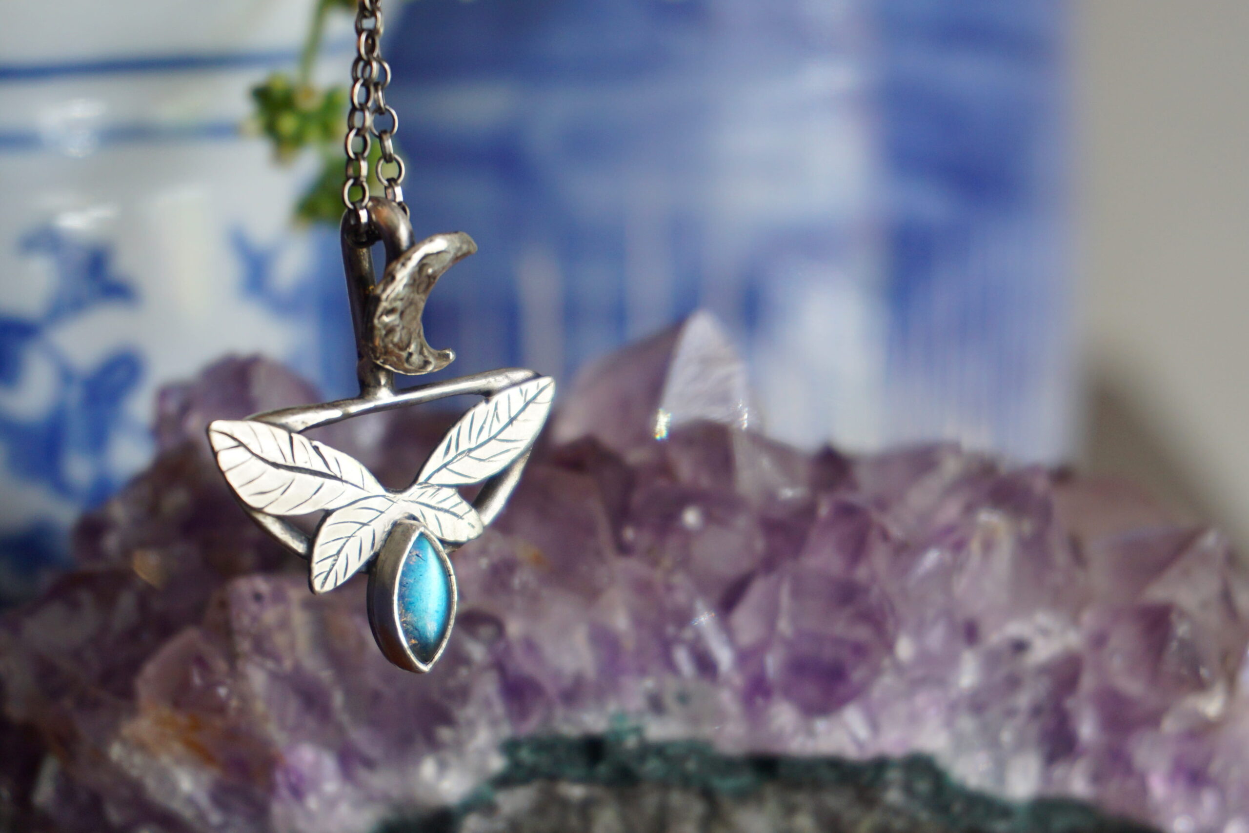 "Sylph" fata dell'aria, con labradorite - ciondolo (pezzo unico) - immagine 4